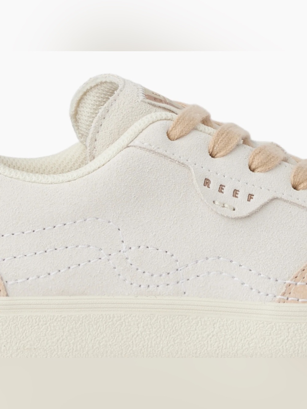 REEF Boardwalk Callie Women's Vintage Neutral Leather Lace Up Sneakers - Picture 2 of 11